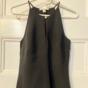 Banana Republic Black Blouse Tank Gold Button Side Zip Keyhole Neckline Size 2